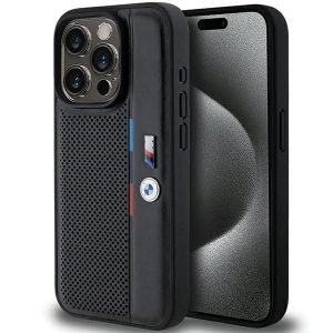 BMW BMHCP15L23PUPVK iPhone 15 Pro 6.1" negru/negru hard Husă Perforated Tricolor Line