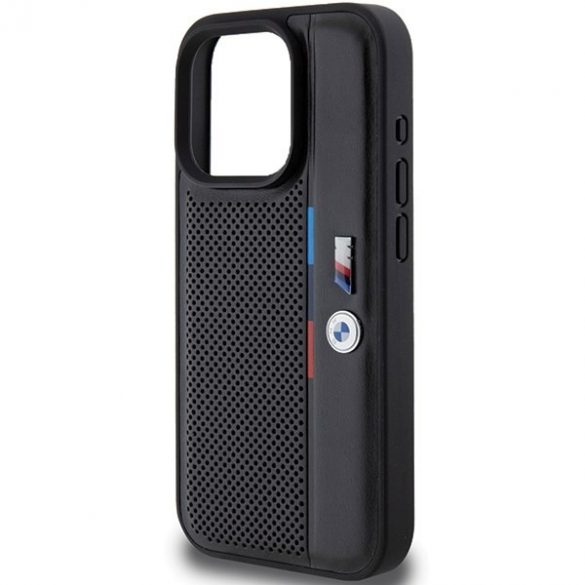 BMW BMHCP15X23PUPVK Carcasă rigidă pentru iPhone 15 Pro Max, 6,7 inchi/negru, linie tricoloră perforată