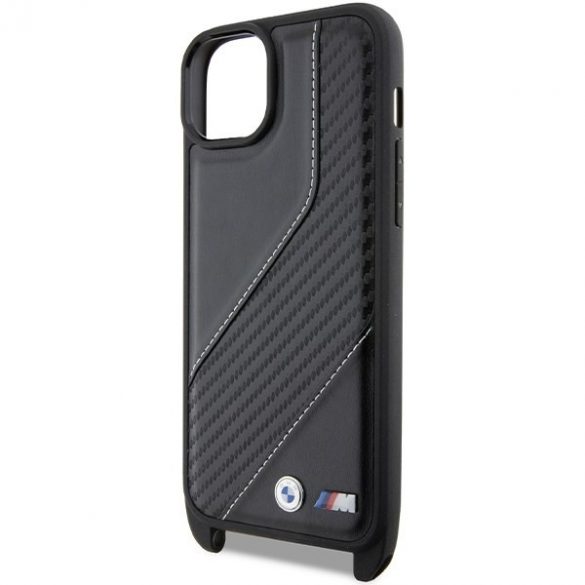 BMW BMHCP15M23PSCCK iPhone 15 Plus / 14 Plus 6.7" carcasă rigidă neagră, ediție M, bandă și curea de carbon