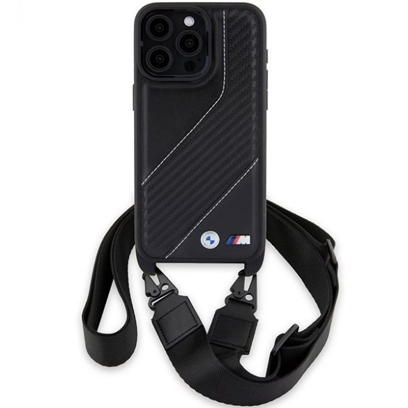 BMW BMHCP15L23PSCCK iPhone 15 Pro 6.1" carcasă rigidă/neagră, ediție M, bandă și curea de carbon