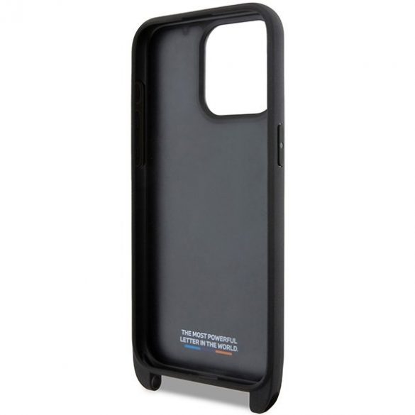 BMW BMHCP15L23PSVTK iPhone 15 Pro 6.1" carcasă rigidă/neagră Ediția M Carbon Tricolor Lines & Strap