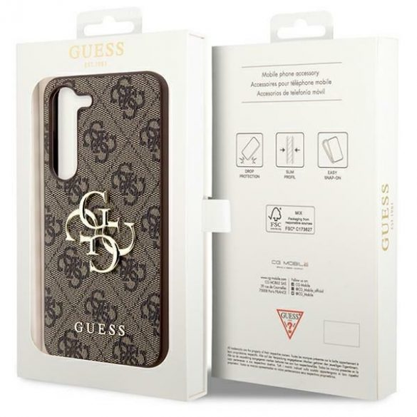 Guess GUHCS24S4GMGBR S24 S921 carcasă rigidă brązowy/maro 4G Big Metal Logo