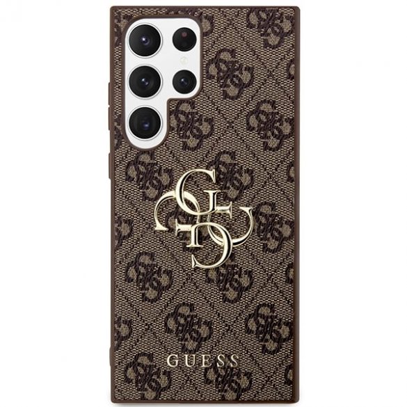 Guess GUHCS24L4GMGBR S24 Ultra S928 brązowy/maro carcasă rigidă 4G Big Metal Logo