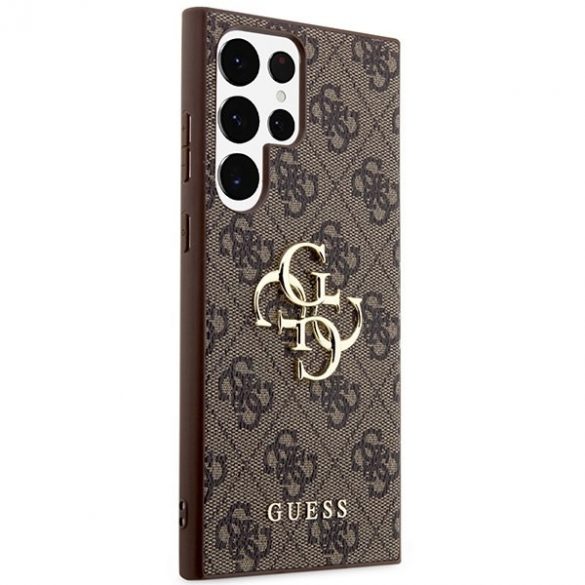 Guess GUHCS24L4GMGBR S24 Ultra S928 brązowy/maro carcasă rigidă 4G Big Metal Logo