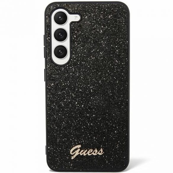 Husă rigidă Guess GUHCS24SHGGSHK S24 S921, neagră/czarny, Glitter Script