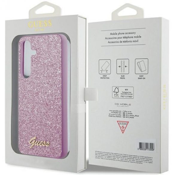 Guess GGUHCS24MHGGSHU S24+ S926 fioletowy/purple hardcase Glitter Script