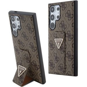 Guess GUHCS24LPGS4TDW S24 Ultra S928 brązowy/maro carcasă rigidă Grip Stand 4G Triunghi Strass