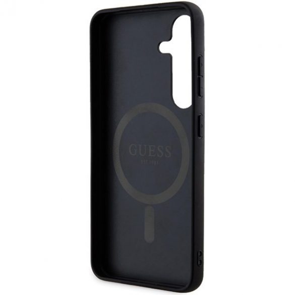 Guess GUHMS24SG4GFRK S24 S921 czarny/negru hardcase 4G Collection Piele Metal Logo MagSafe