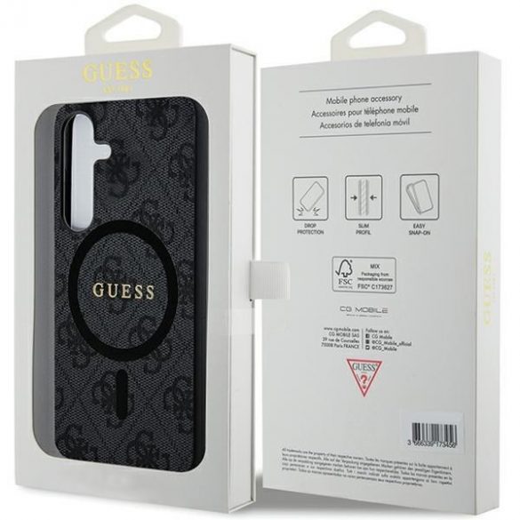 Guess GUHMS24SG4GFRK S24 S921 czarny/negru hardcase 4G Collection Piele Metal Logo MagSafe