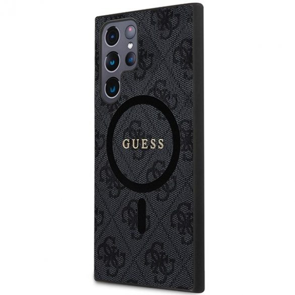 Guess GUHMS24LG4GFRK S24 Ultra S928 carcasă rigidă czarny/negru 4G Collection Piele Metal Logo MagSafe