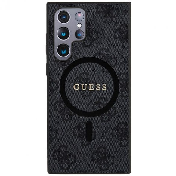 Guess GUHMS24LG4GFRK S24 Ultra S928 carcasă rigidă czarny/negru 4G Collection Piele Metal Logo MagSafe