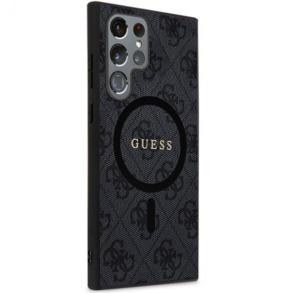 Guess GUHMS24LG4GFRK S24 Ultra S928 carcasă rigidă czarny/negru 4G Collection Piele Metal Logo MagSafe