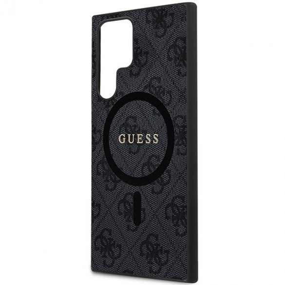 Guess GUHMS24LG4GFRK S24 Ultra S928 carcasă rigidă czarny/negru 4G Collection Piele Metal Logo MagSafe