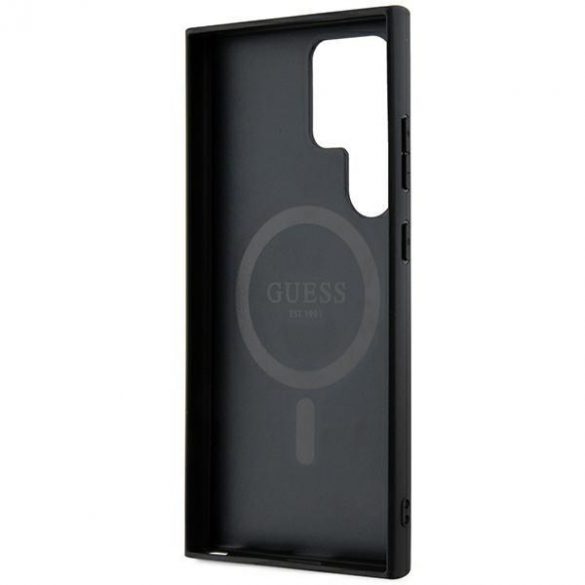 Guess GUHMS24LG4GFRK S24 Ultra S928 carcasă rigidă czarny/negru 4G Collection Piele Metal Logo MagSafe