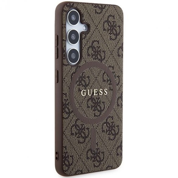 Guess GUHMS24SG4GFRW S24 S921 husă rigidă brązowy/maro Colecția 4G Piele Metal Logo MagSafe