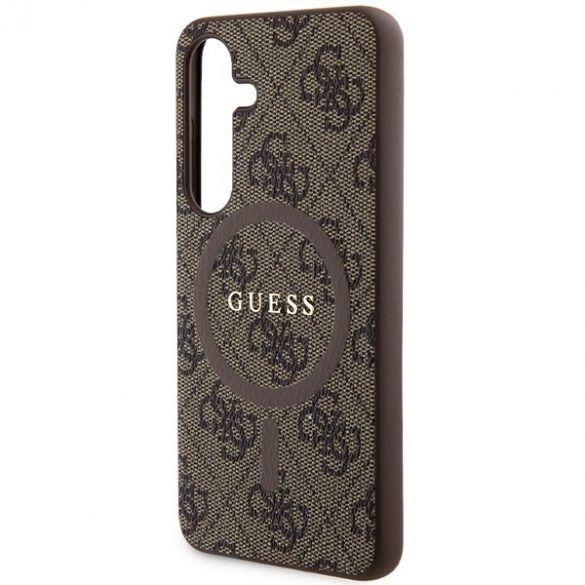 Guess GUHMS24SG4GFRW S24 S921 husă rigidă brązowy/maro Colecția 4G Piele Metal Logo MagSafe