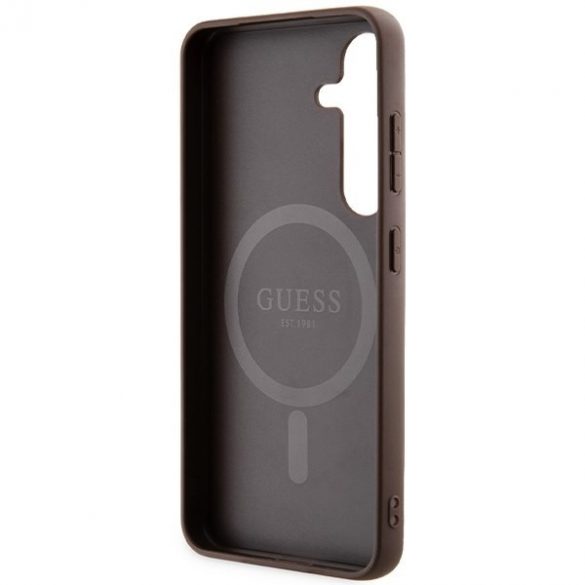 Guess GUHMS24SG4GFRW S24 S921 husă rigidă brązowy/maro Colecția 4G Piele Metal Logo MagSafe