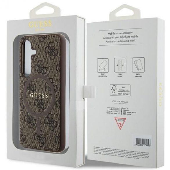 Guess GUHMS24SG4GFRW S24 S921 husă rigidă brązowy/maro Colecția 4G Piele Metal Logo MagSafe