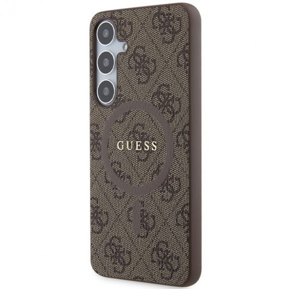 Guess GUHMS24MG4GFRW S24+ S926 husă rigidă maro/brązowy Colecția 4G Piele Metal Logo MagSafe