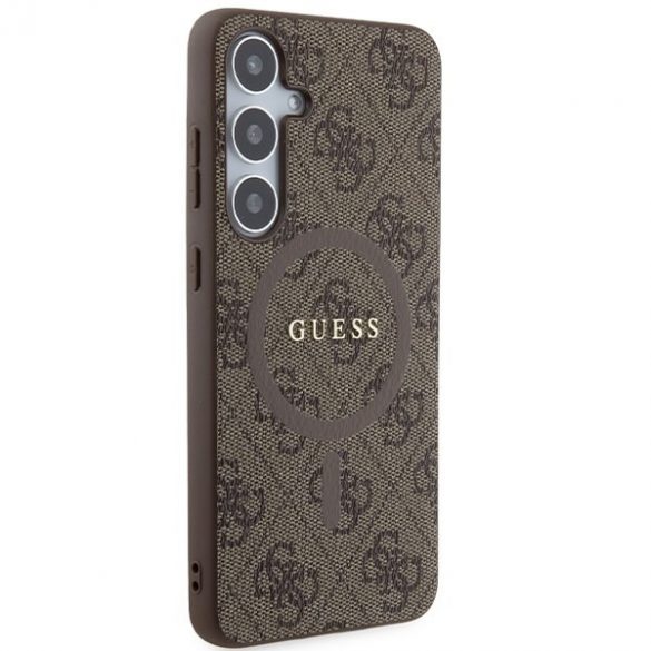 Guess GUHMS24MG4GFRW S24+ S926 husă rigidă maro/brązowy Colecția 4G Piele Metal Logo MagSafe