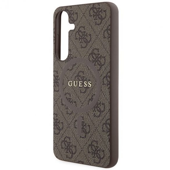 Guess GUHMS24MG4GFRW S24+ S926 husă rigidă maro/brązowy Colecția 4G Piele Metal Logo MagSafe