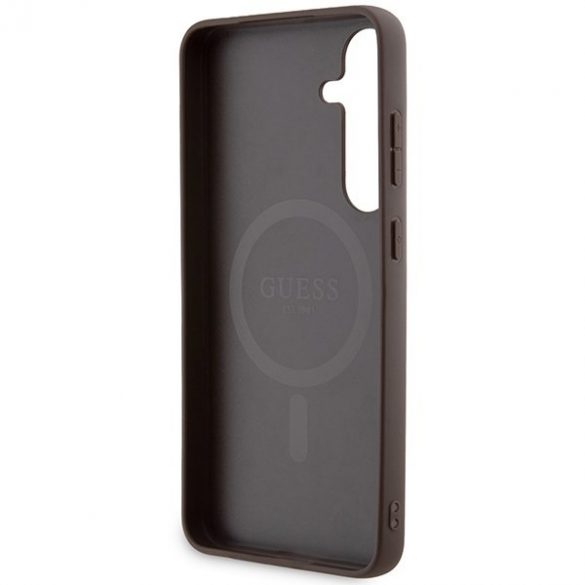 Guess GUHMS24MG4GFRW S24+ S926 husă rigidă maro/brązowy Colecția 4G Piele Metal Logo MagSafe