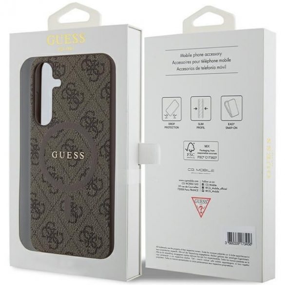 Guess GUHMS24MG4GFRW S24+ S926 husă rigidă maro/brązowy Colecția 4G Piele Metal Logo MagSafe