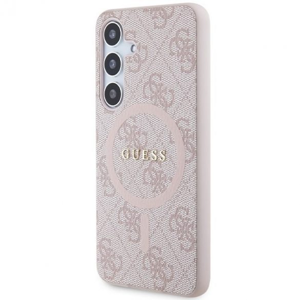 Guess GUHMS24SG4GFRP S24 S921 roz/roz Husă tare 4G Collection Leather Metal Logo MagSafe