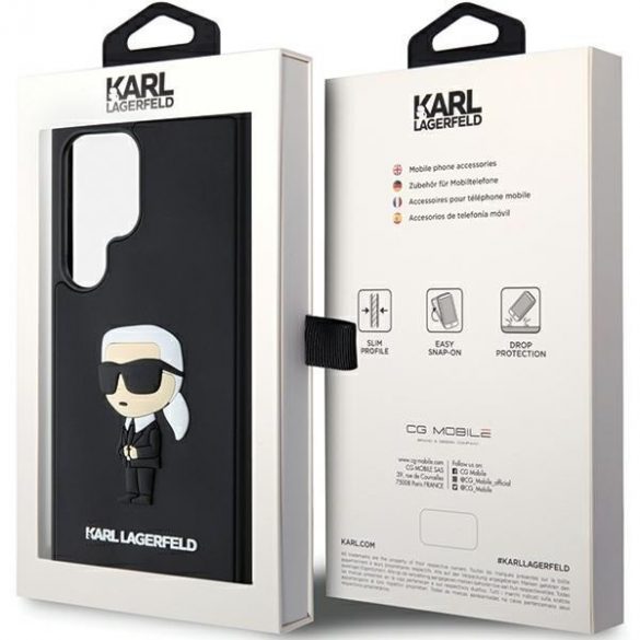 Karl Lagerfeld KLHCS24L3DRKINK S24 Ultra S928 czarny/negru hardcase 3D cauciuc Ikonik