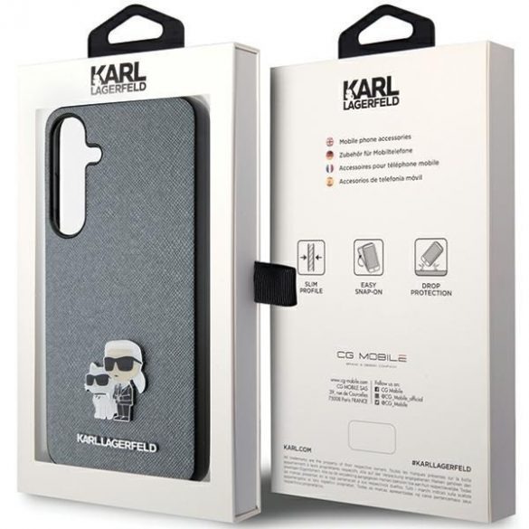 Karl Lagerfeld KLHCS24SPSAKCMPG S24 S921 hardcase szary/gri Saffiano Karl & Choupette Metal Pin