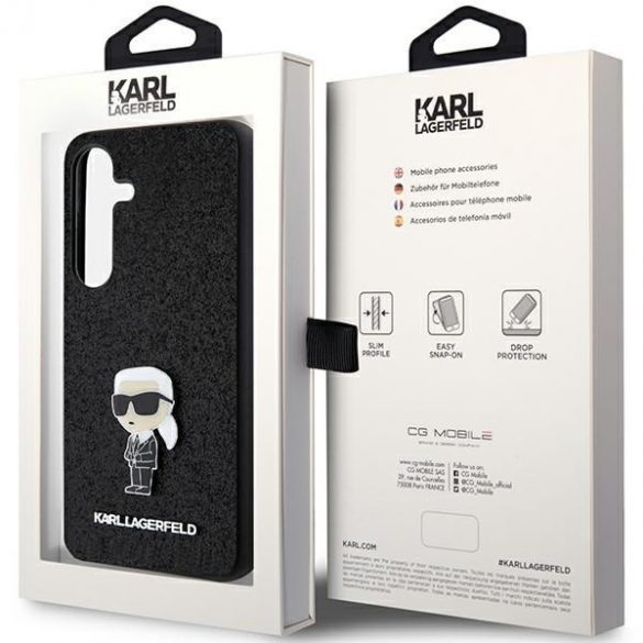 Karl Lagerfeld KLHCS24SGKNPSK S24 S921 czarny/negru hardcase Fixed Glitter Ikonik Logo Metal Pin