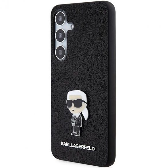 Karl Lagerfeld KLHCS24MGKNPSK S24+ S926 czarny/negru hardcase Fixed Glitter Ikonik Logo Metal Pin