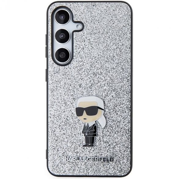 Karl Lagerfeld KLHCS24MGCNPSG S24+ S926 argintiu/silver hard Husă Fixed Glitter Ikonik Logo Metal Pin