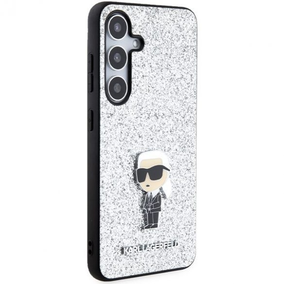 Karl Lagerfeld KLHCS24MGCNPSG S24+ S926 argintiu/silver hard Husă Fixed Glitter Ikonik Logo Metal Pin