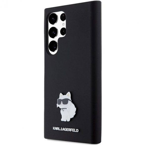 Karl Lagerfeld KLHCS23LSMHCNPK S23 Ultra S918 carcasă rigidă/neagră Silicon Choupette Metal Pin