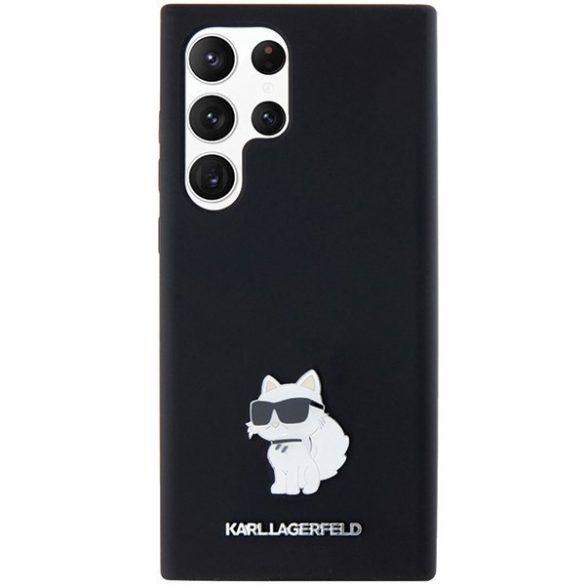 Karl Lagerfeld KLHCS23LSMHCNPK S23 Ultra S918 carcasă rigidă/neagră Silicon Choupette Metal Pin