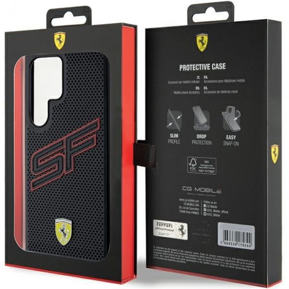 Ferrari FEHCS24Lroz S24 Ultra S928 negru / negru hard Husă Big SF Perforat