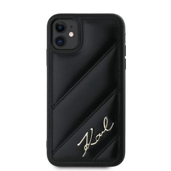 Karl Lagerfeld KLHCN61PQDSMGK iPhone 11 / Xr 6.1" carcasă rigidă/neagră Diagonal Quilted Script