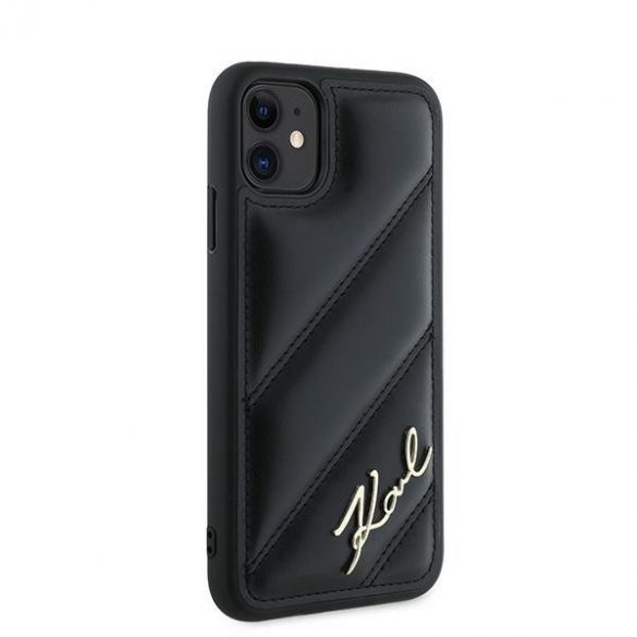 Karl Lagerfeld KLHCN61PQDSMGK iPhone 11 / Xr 6.1" carcasă rigidă/neagră Diagonal Quilted Script