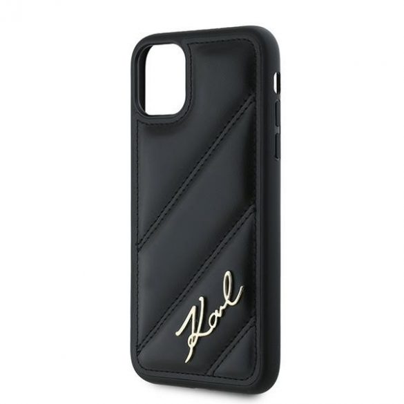 Karl Lagerfeld KLHCN61PQDSMGK iPhone 11 / Xr 6.1" carcasă rigidă/neagră Diagonal Quilted Script