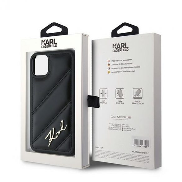 Karl Lagerfeld KLHCN61PQDSMGK iPhone 11 / Xr 6.1" carcasă rigidă/neagră Diagonal Quilted Script