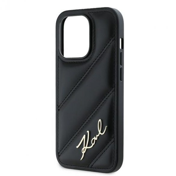 Karl Lagerfeld KLHCP13LPQDSMGK iPhone 13 Pro / 13 6.1" carcasă rigidă/neagră Diagonal Quilted Script