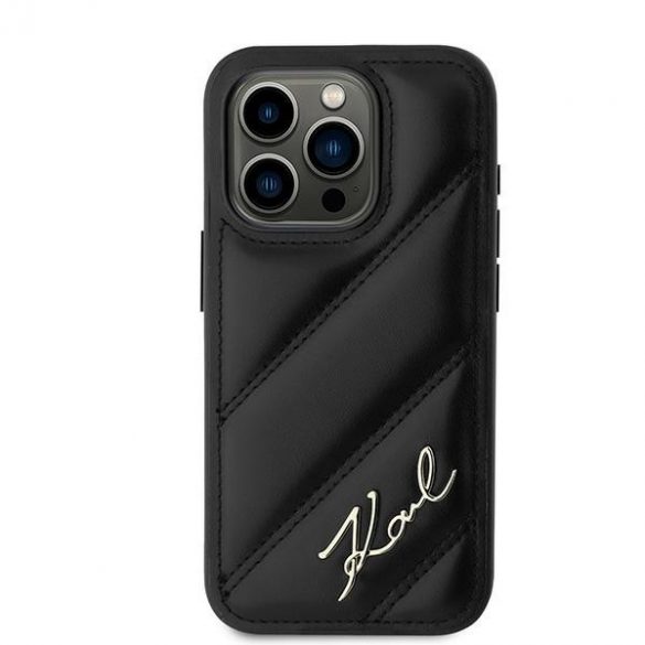 Karl Lagerfeld KLHCP15LPQDSMGK iPhone 15 Pro 6.1" carcasă rigidă/neagră Diagonal Quilted Script