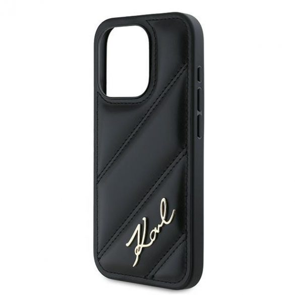 Karl Lagerfeld KLHCP15LPQDSMGK iPhone 15 Pro 6.1" carcasă rigidă/neagră Diagonal Quilted Script