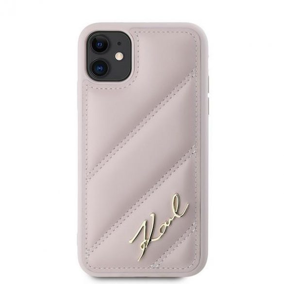 Karl Lagerfeld KLHCN61PQDSMGP iPhone 11 / Xr 6.1" rożowy/roz hardcase Diagonal Quilted Script