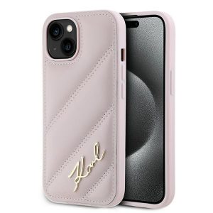 Karl Lagerfeld KLHCP15MPQDSMGP iPhone 15 Plus / 14 Plus 6.7" rożowy/roz hardcase Diagonal Quilted Script