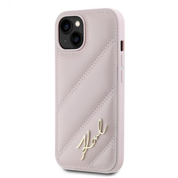 Karl Lagerfeld KLHCP15MPQDSMGP iPhone 15 Plus / 14 Plus 6.7" rożowy/roz hardcase Diagonal Quilted Script