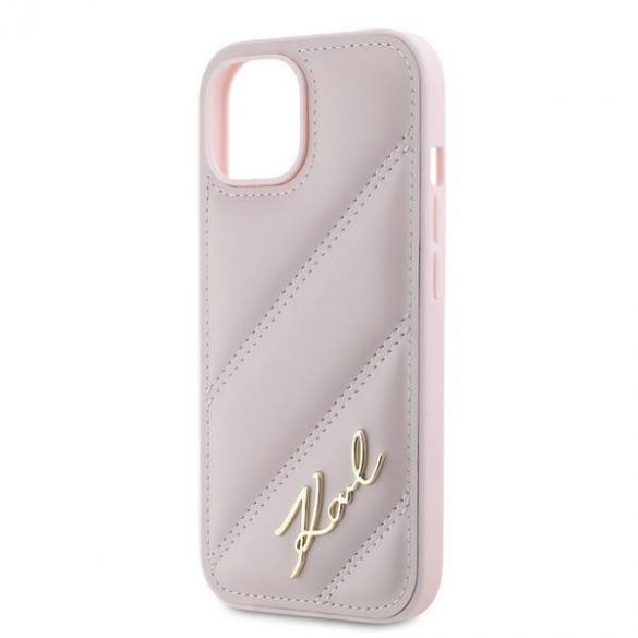 Karl Lagerfeld KLHCP15MPQDSMGP iPhone 15 Plus / 14 Plus 6.7" rożowy/roz hardcase Diagonal Quilted Script