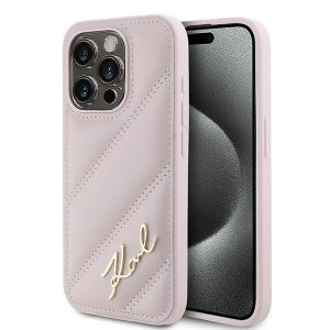 Karl Lagerfeld KLHCP15LPQDSMGP iPhone 15 Pro 6,1" husă rigidă rożowy/roz Diagonal Quilted Script