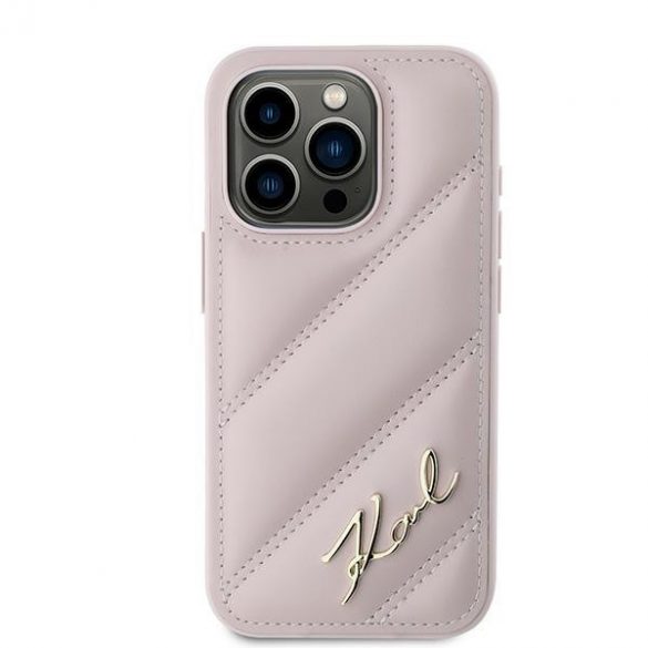 Karl Lagerfeld KLHCP15LPQDSMGP iPhone 15 Pro 6,1" husă rigidă rożowy/roz Diagonal Quilted Script